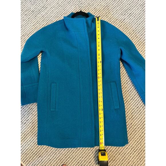 Women’s J. Crew Teal Wool Blend Coat Size 10 - Picture 7 of 8